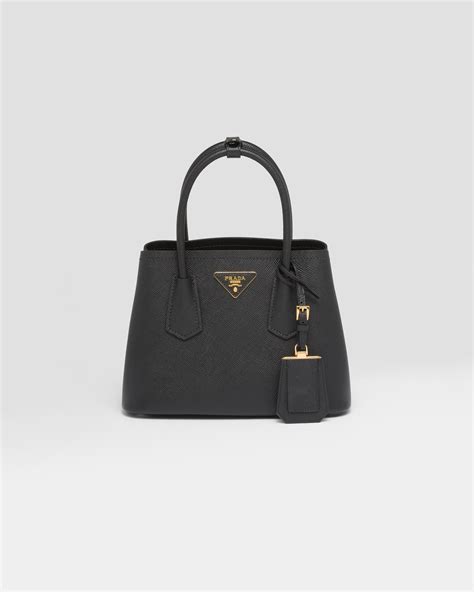 prada dual calf leather bag|Slate/black Prada Double Saffiano Leather Mini Bag .